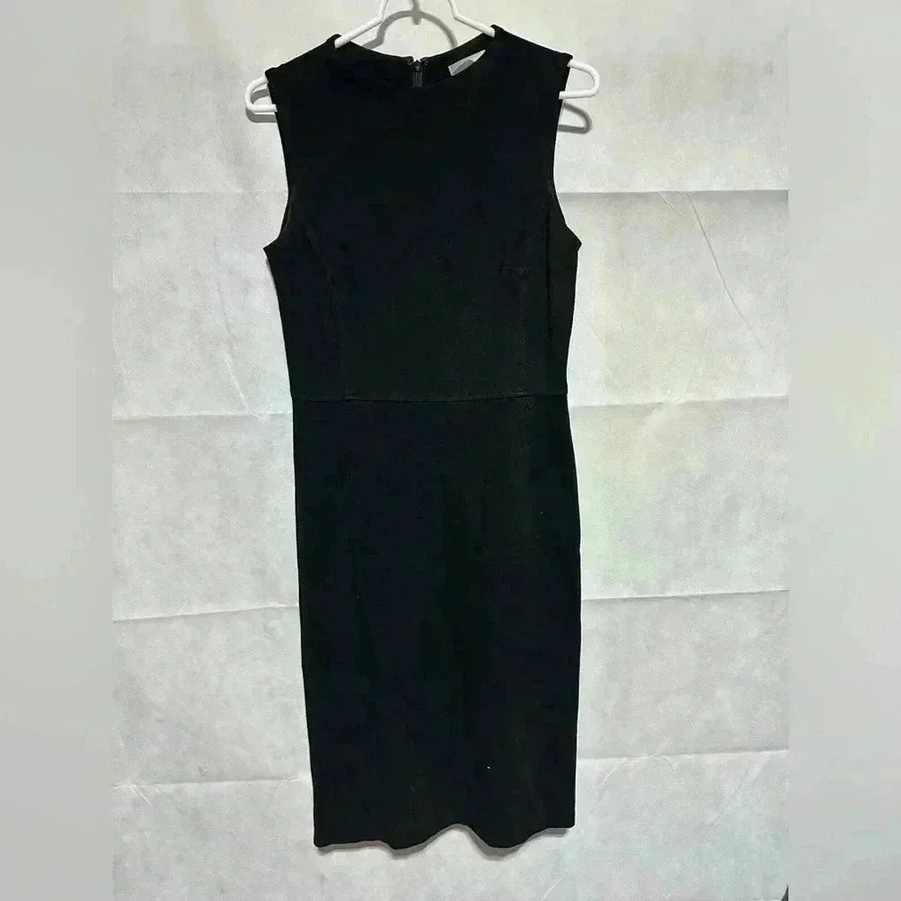 J.Crew Women’s Black Dress Pleated Ponte Knit Sleeveless Back Zipper Size 6 EUC!